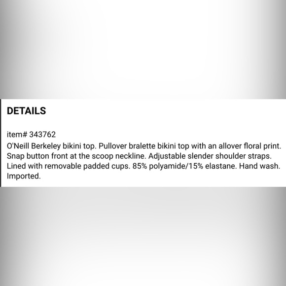 NWT O’Neill Berkeley Bikini Top - Picture 6 of 6